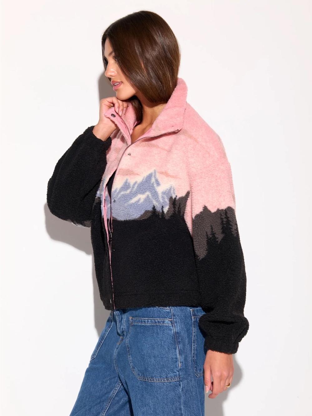 NWT Spiritual Gangster Amari Jacket Dawn Mountain Moon Lanscape Dreamy - Picture 4 of 7